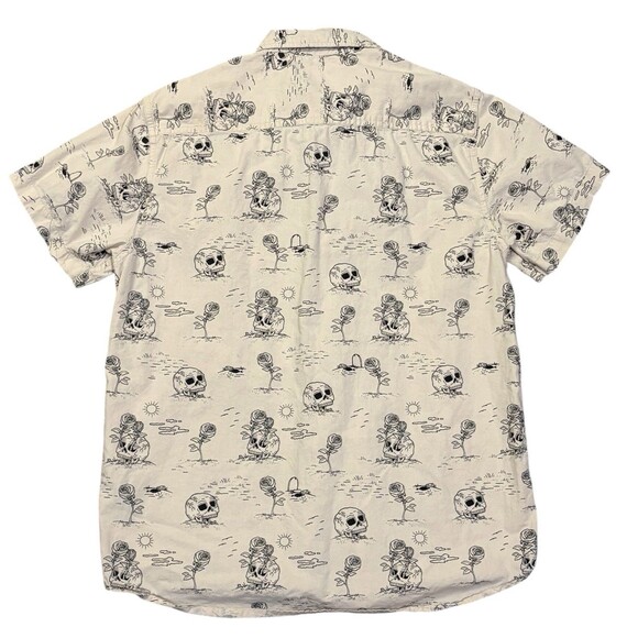 Eighty Eight Brand Shirt Mens M Skulls And Roses Beige Button Up VTG Y2K - Picture 2 of 4